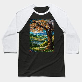 Stained Glass Blooming Tree at Springtime Baseball T-Shirt